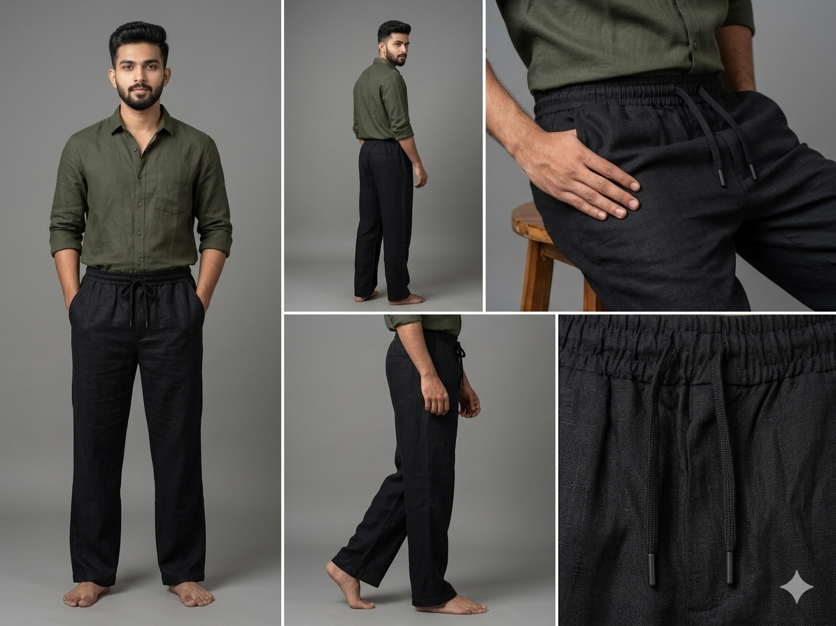 PREMIUM BLACK LINEN PANTS (TROUSERS)