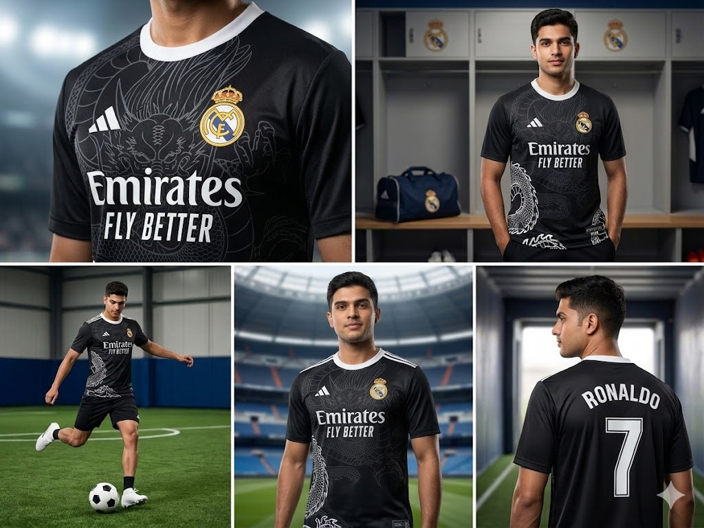 Premium Black Ronaldo sports jersey | Unisex | Breathable polyester