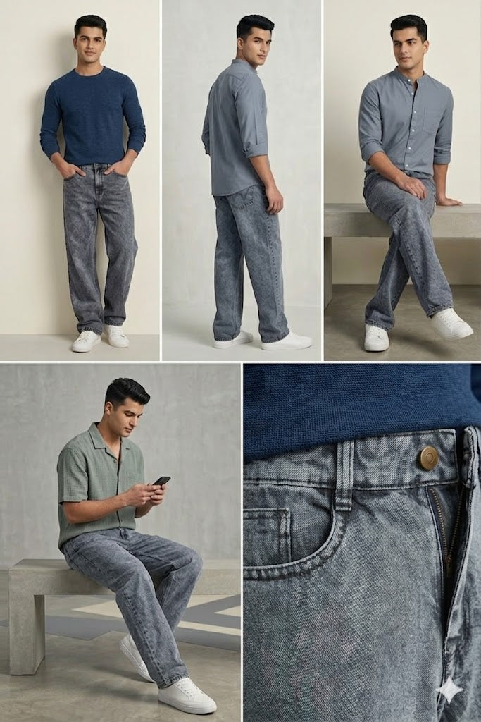 BLUE SHADE PREMIUM RELAXED FIT BAGGY JEANS