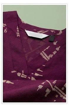 DEEP MEGENTA Geometric Print Cotton Straight Kurti