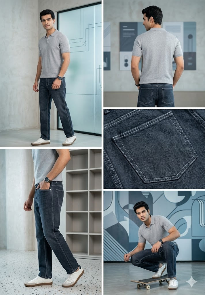 COOL GREY Classic Fit Straight Leg Jeans
