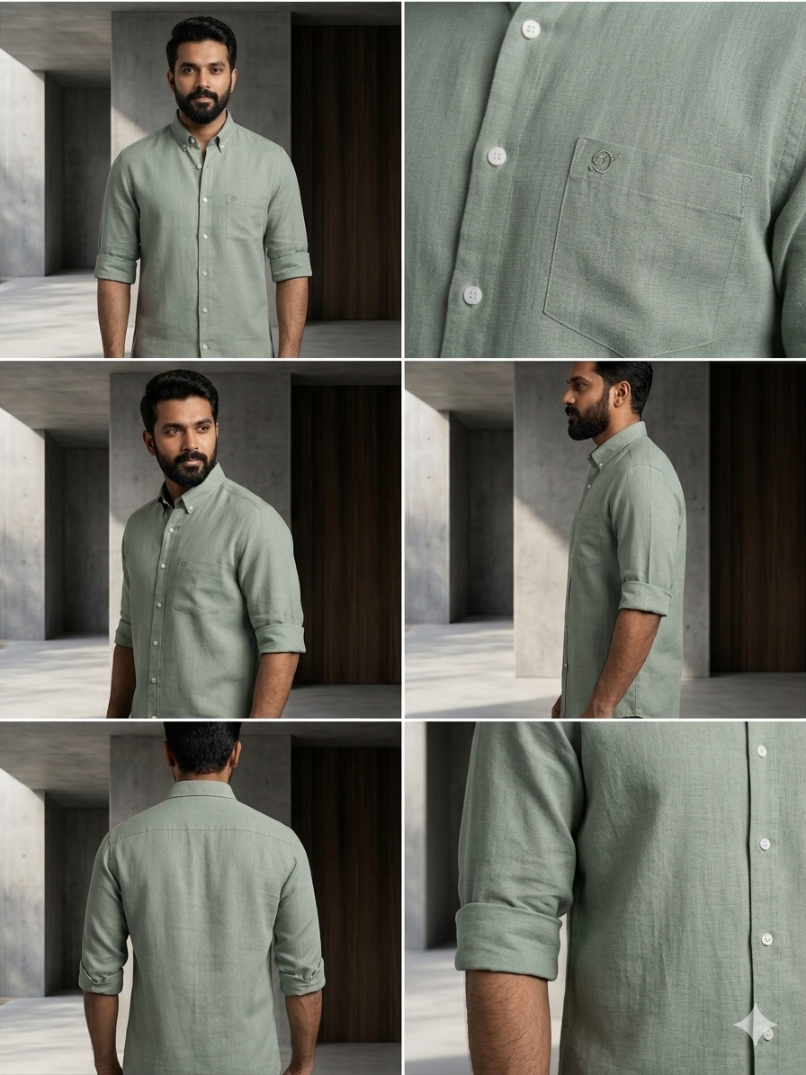 GOLDEN BROWN LINEN FULL SLEEVE SHIRT