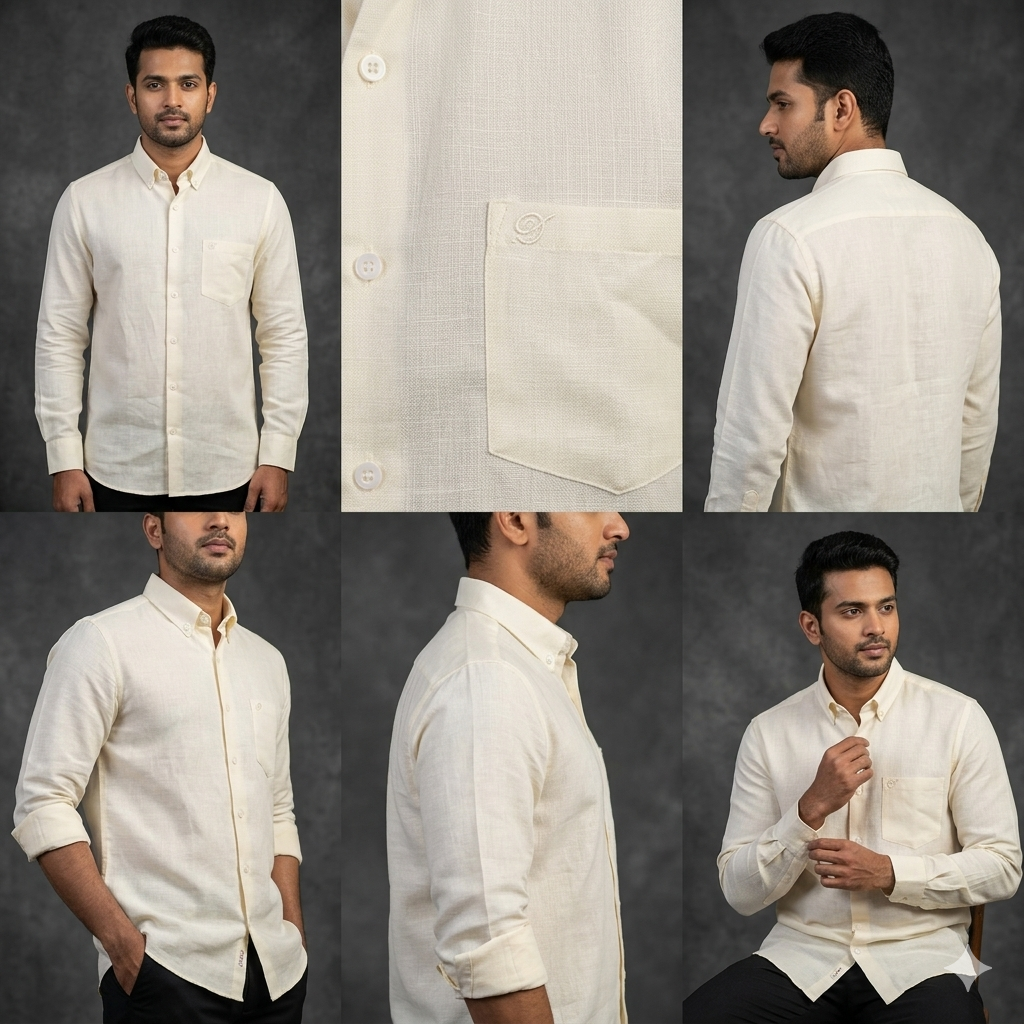 GOLDEN BROWN LINEN FULL SLEEVE SHIRT