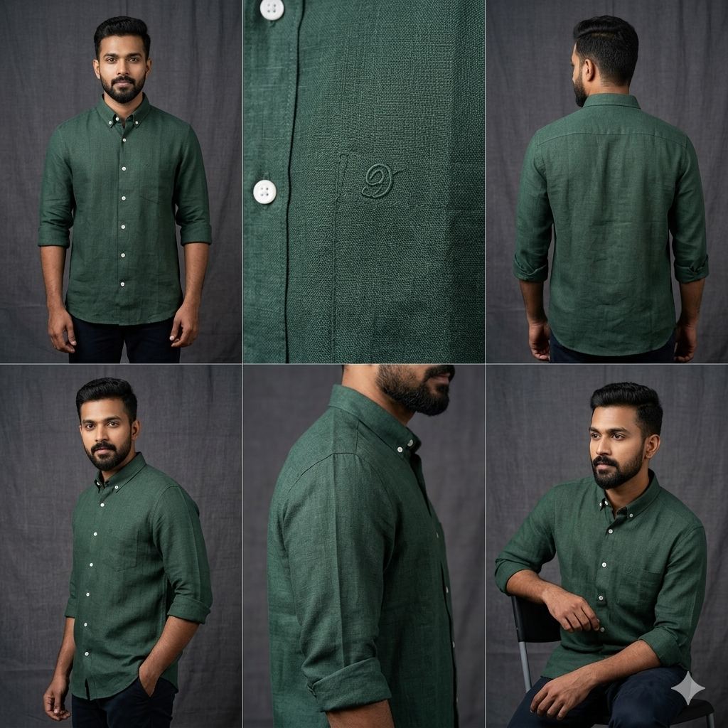 GOLDEN BROWN LINEN FULL SLEEVE SHIRT