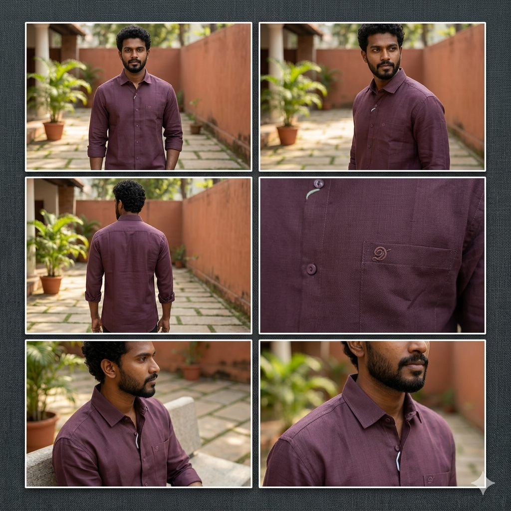 GOLDEN BROWN LINEN FULL SLEEVE SHIRT