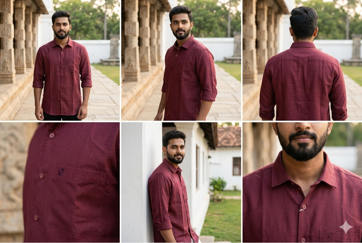 GOLDEN BROWN LINEN FULL SLEEVE SHIRT