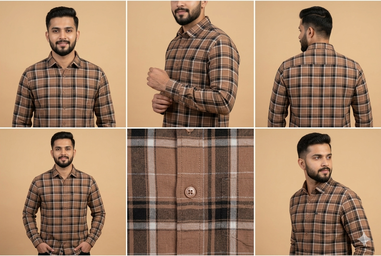 BROWN PREMIUM CHECKERED SHIRT modern full sleeve wear(unisex)