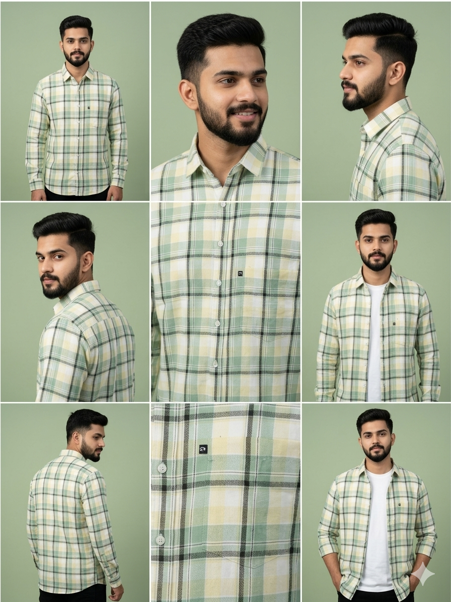 PISTA GREEN PREMIUM CHECKERED SHIRT modern full sleeve wear(unisex)