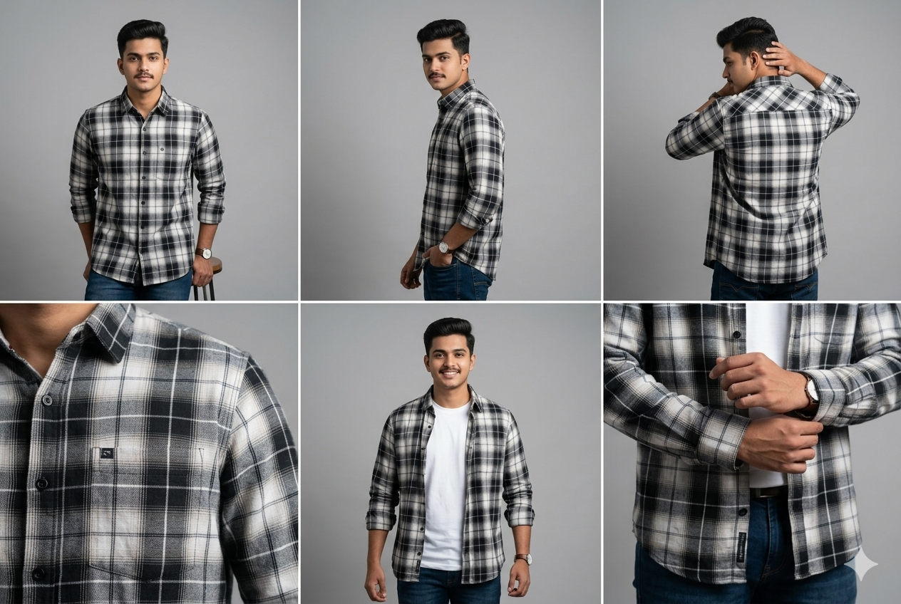 BLACK AND WHITE PREMIUM CHECKERED SHIRT modern full sleeve wear(unisex)