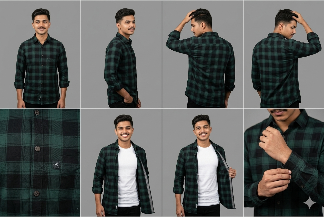 TEAL AND BLACK color Full sleeve checkered shirt cotton  (dark colors)