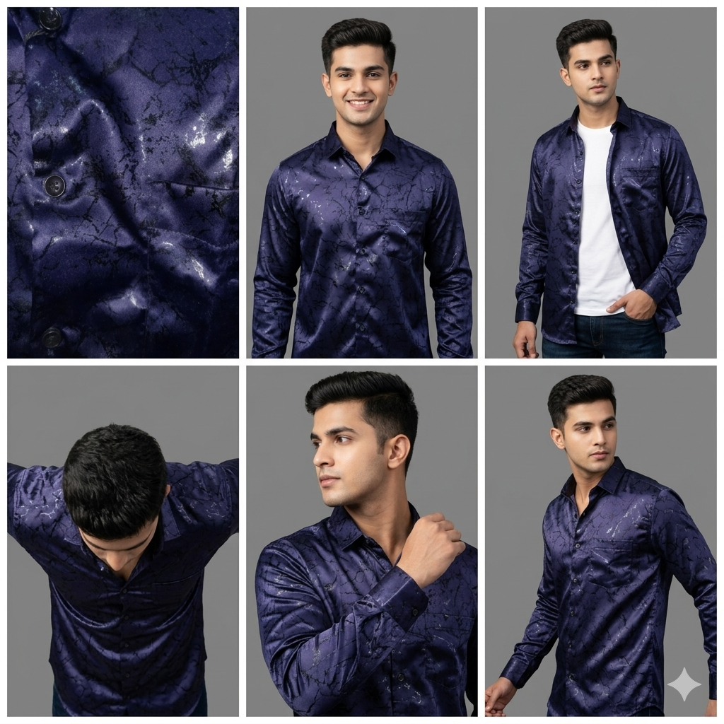 MAROON SATIN PRINTED Premium Shirt full sleeve