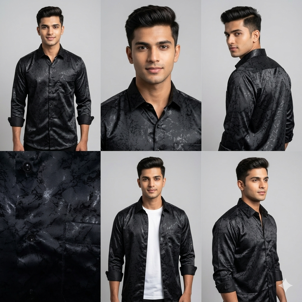 MAROON SATIN PRINTED Premium Shirt full sleeve