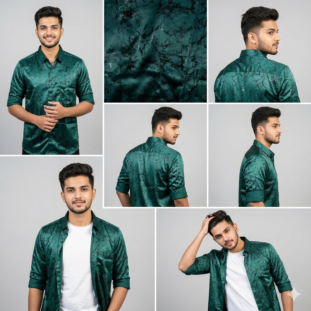 MAROON SATIN PRINTED Premium Shirt full sleeve