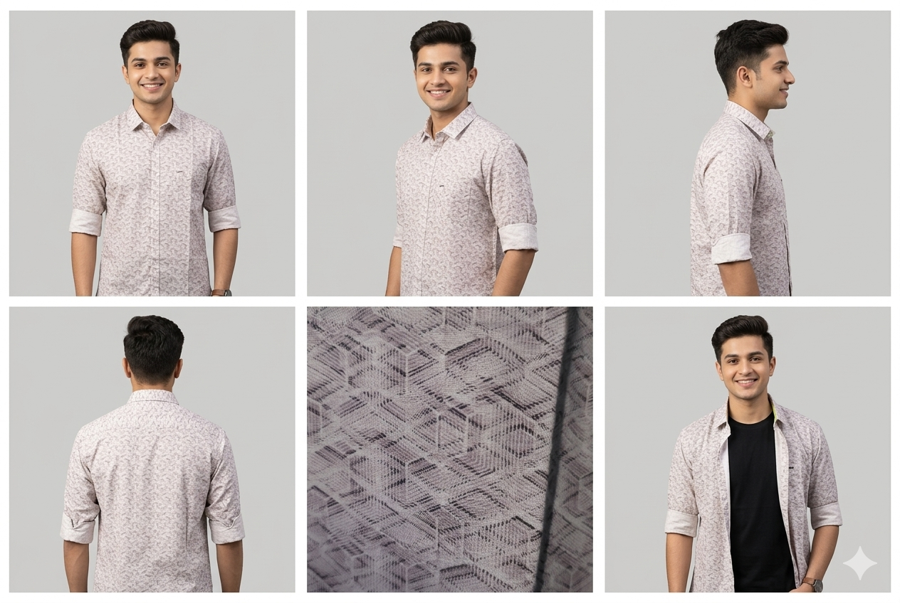 The Hex-Mesh Mauve Casual Shirt