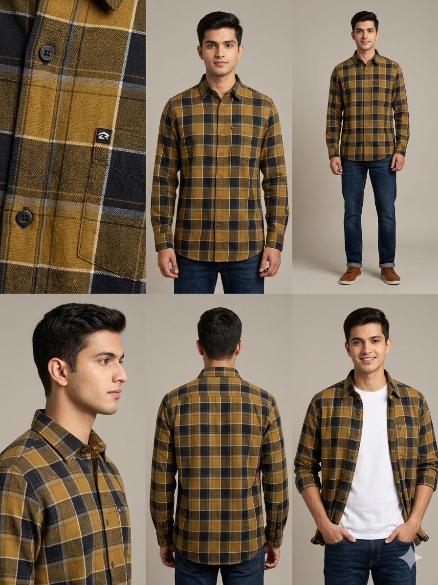 KHAKI PREMIUM CHECKERED SHIRT modern full sleeve wear(unisex)