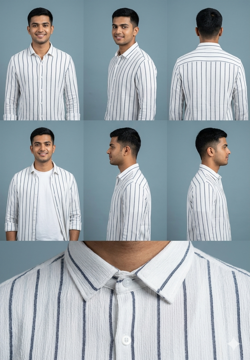 BROWN SEERSUCKER SHIRT premium full sleeve shirt (striped popcorn shirt)