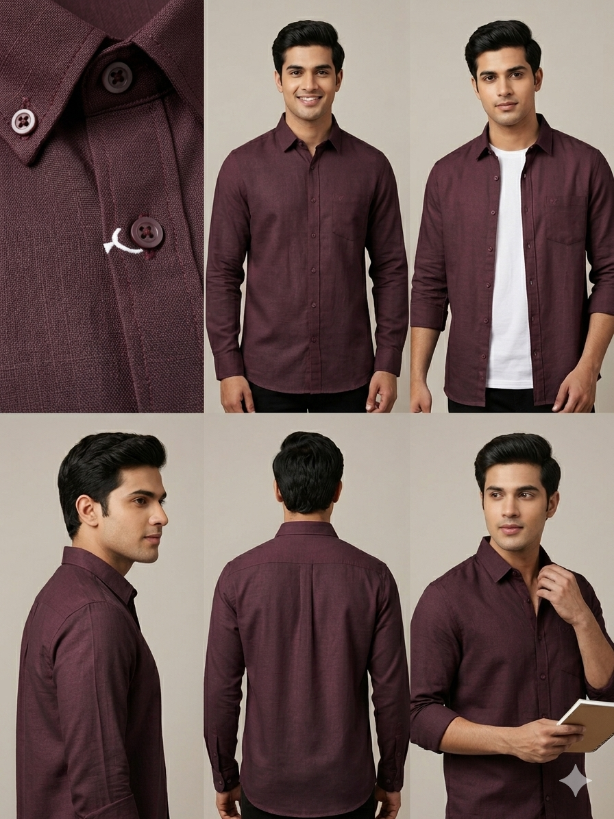 GOLDEN BROWN LINEN FULL SLEEVE SHIRT