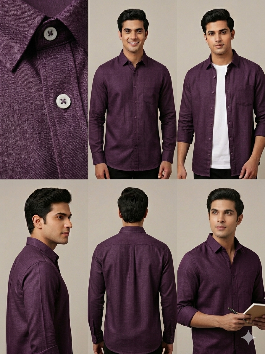 GOLDEN BROWN LINEN FULL SLEEVE SHIRT