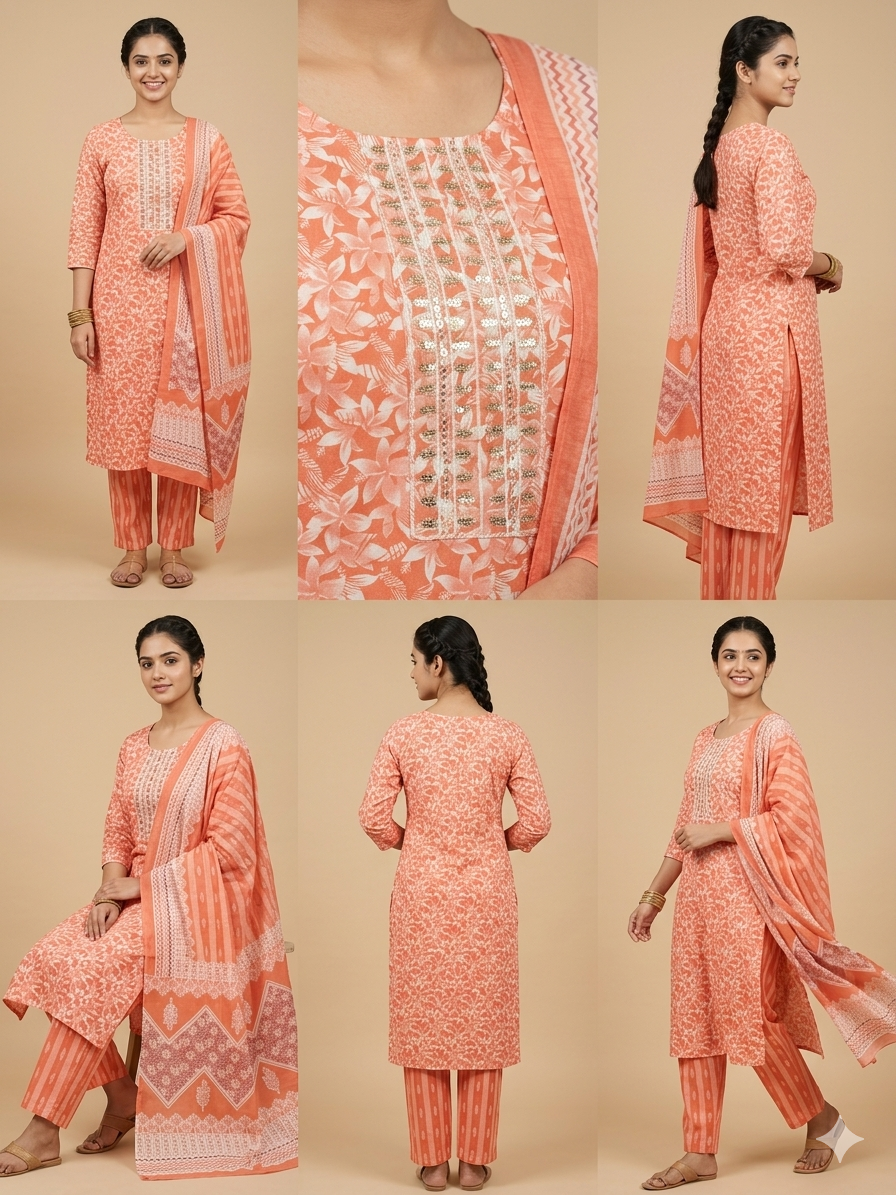 Yellow Floral Elegance Three-Piece Suit Set