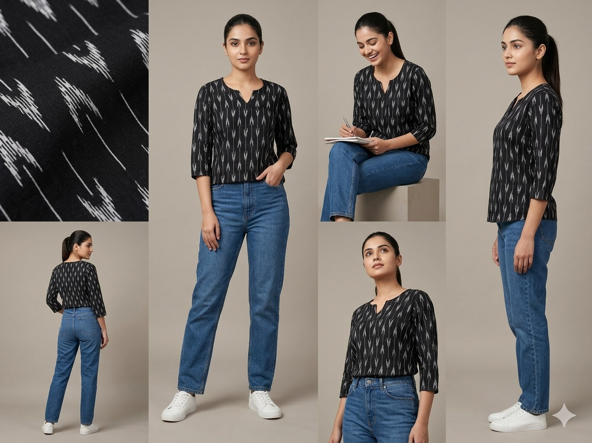 BLACK SHORT KURTI | PREMIUM COTTON | PRINTED