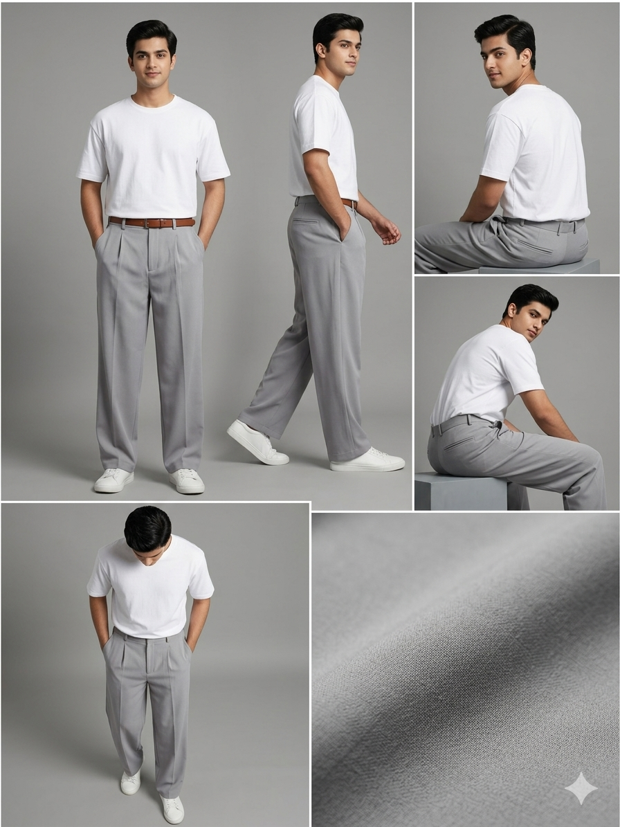 Light grey KOREAN BAGGY PANTS