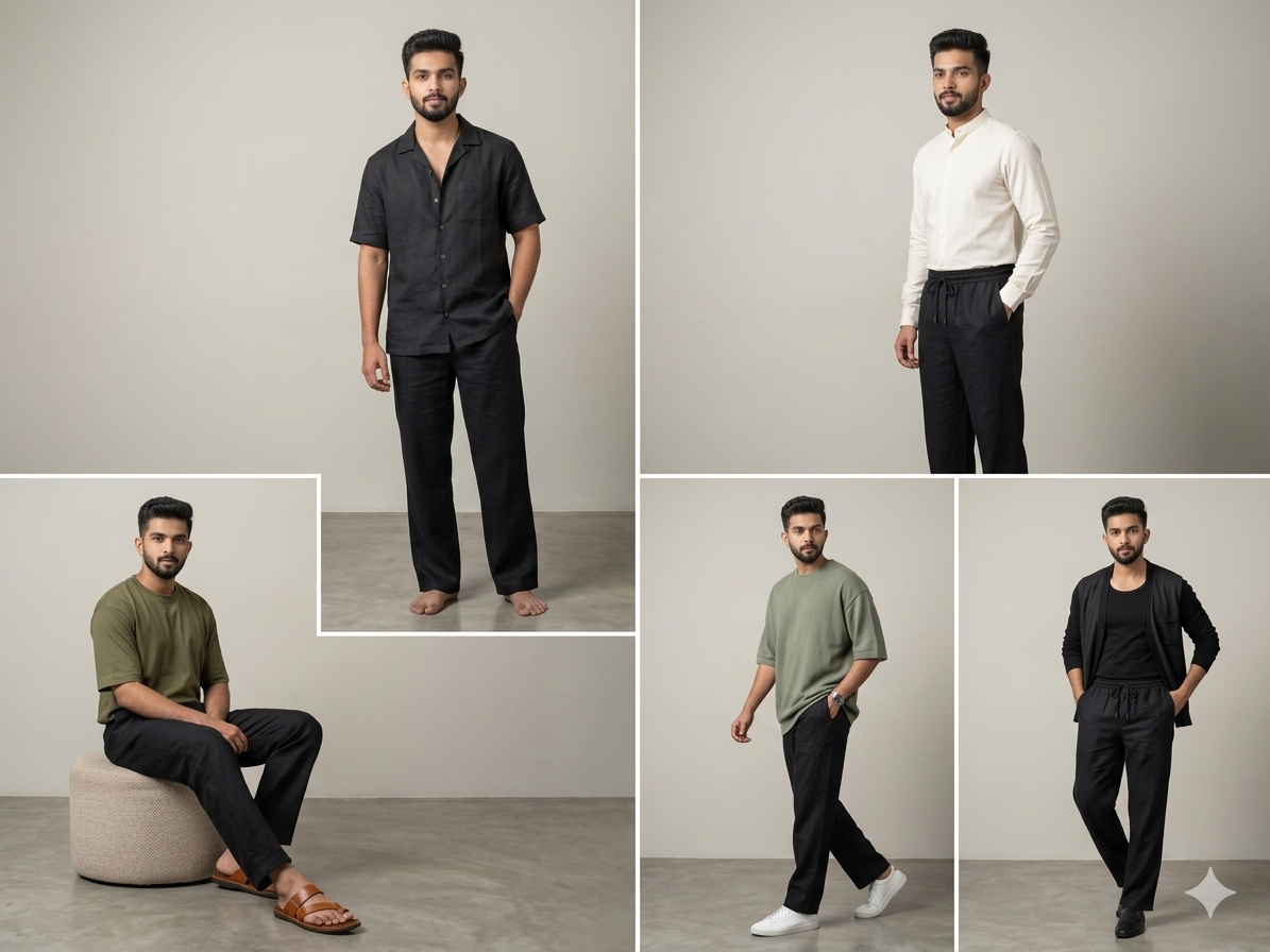 PREMIUM BLACK LINEN PANTS (TROUSERS)