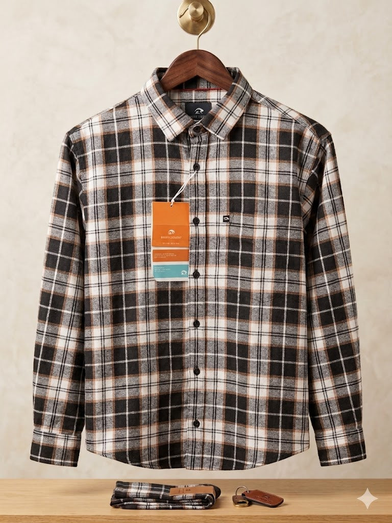 BROWN B&W PREMIUM CHECKERED SHIRT modern full sleeve wear(unisex)