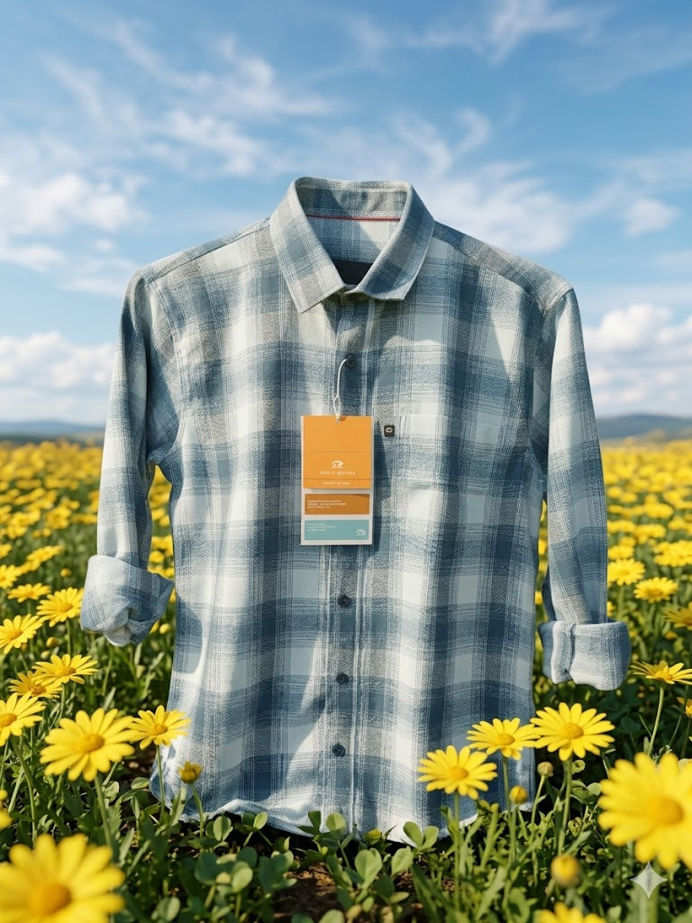 TEAL - WHITE PREMIUM CHECKERED SHIRT modern full sleeve wear(unisex)
