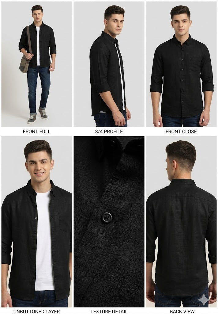 GOLDEN BROWN LINEN FULL SLEEVE SHIRT