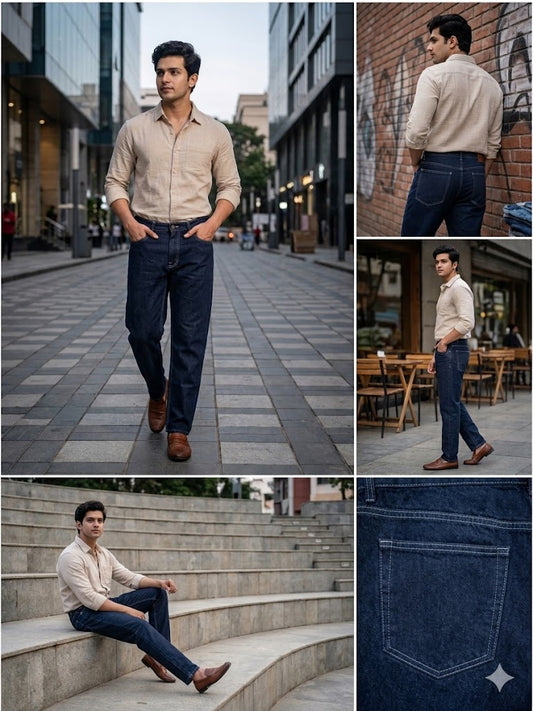DARK NAVY Classic Fit Straight Leg Jeans