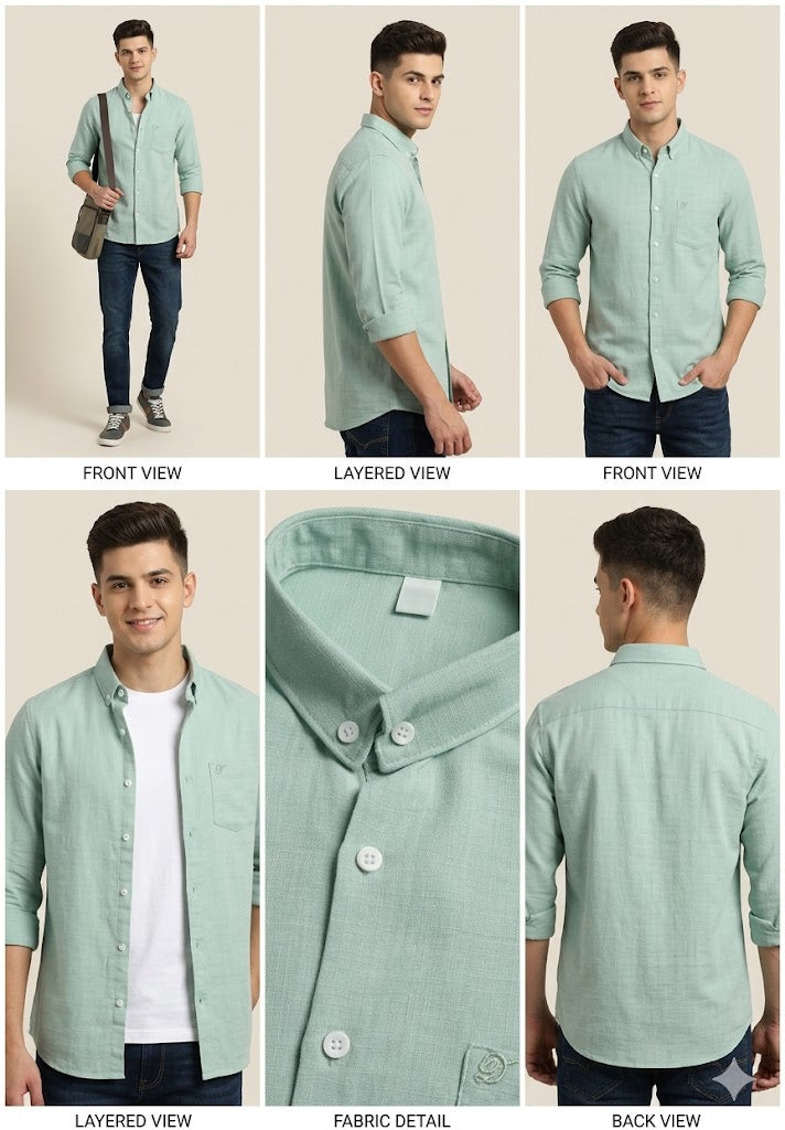 GOLDEN BROWN LINEN FULL SLEEVE SHIRT