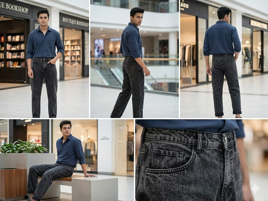 DARK GREY Classic Fit Straight Leg Jeans