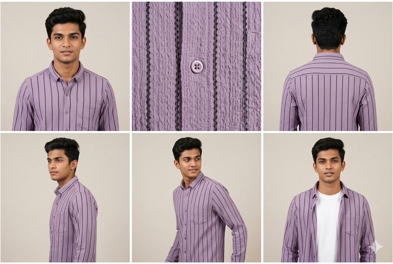 BROWN SEERSUCKER SHIRT premium full sleeve shirt (striped popcorn shirt)