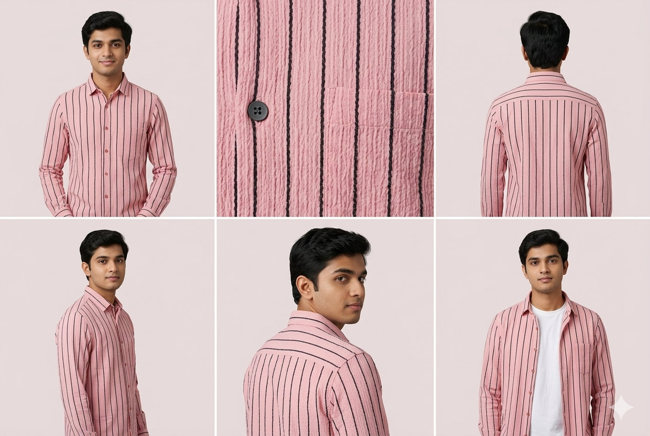 BROWN SEERSUCKER SHIRT premium full sleeve shirt (striped popcorn shirt)