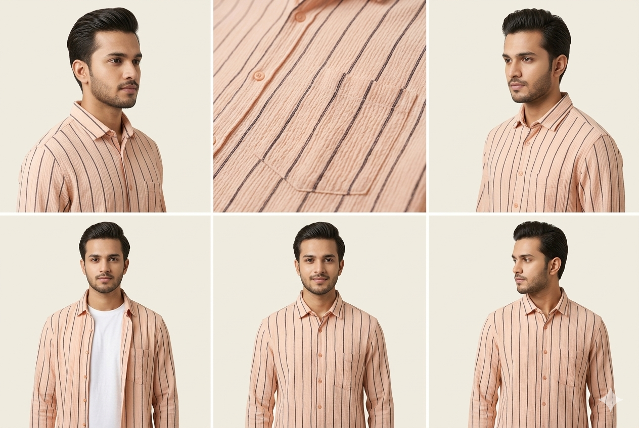 BROWN SEERSUCKER SHIRT premium full sleeve shirt (striped popcorn shirt)