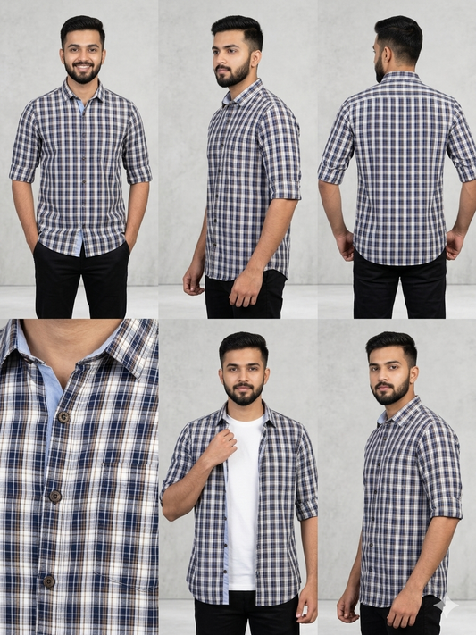 NAVY WHITE THE URBAN CHECKS (PLAID) SERIES
