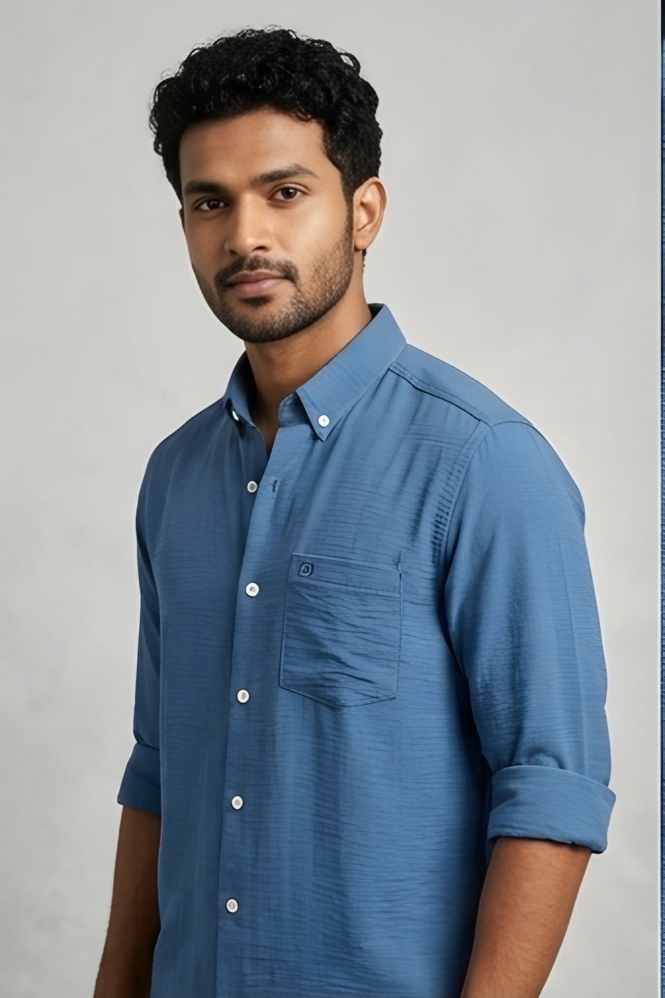 BLUE CRUSHED LINEN PREMIUM SHIRT FULL SLEEVES