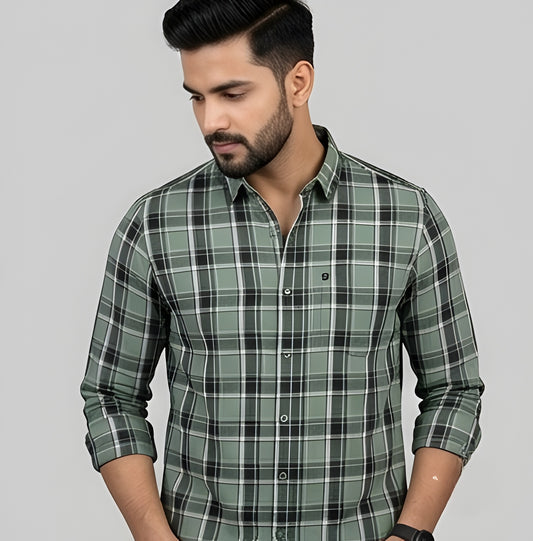 DEEP MOSS PLAID PREMIUM CHECKERED SHIRT modern full sleeve wear(unisex)