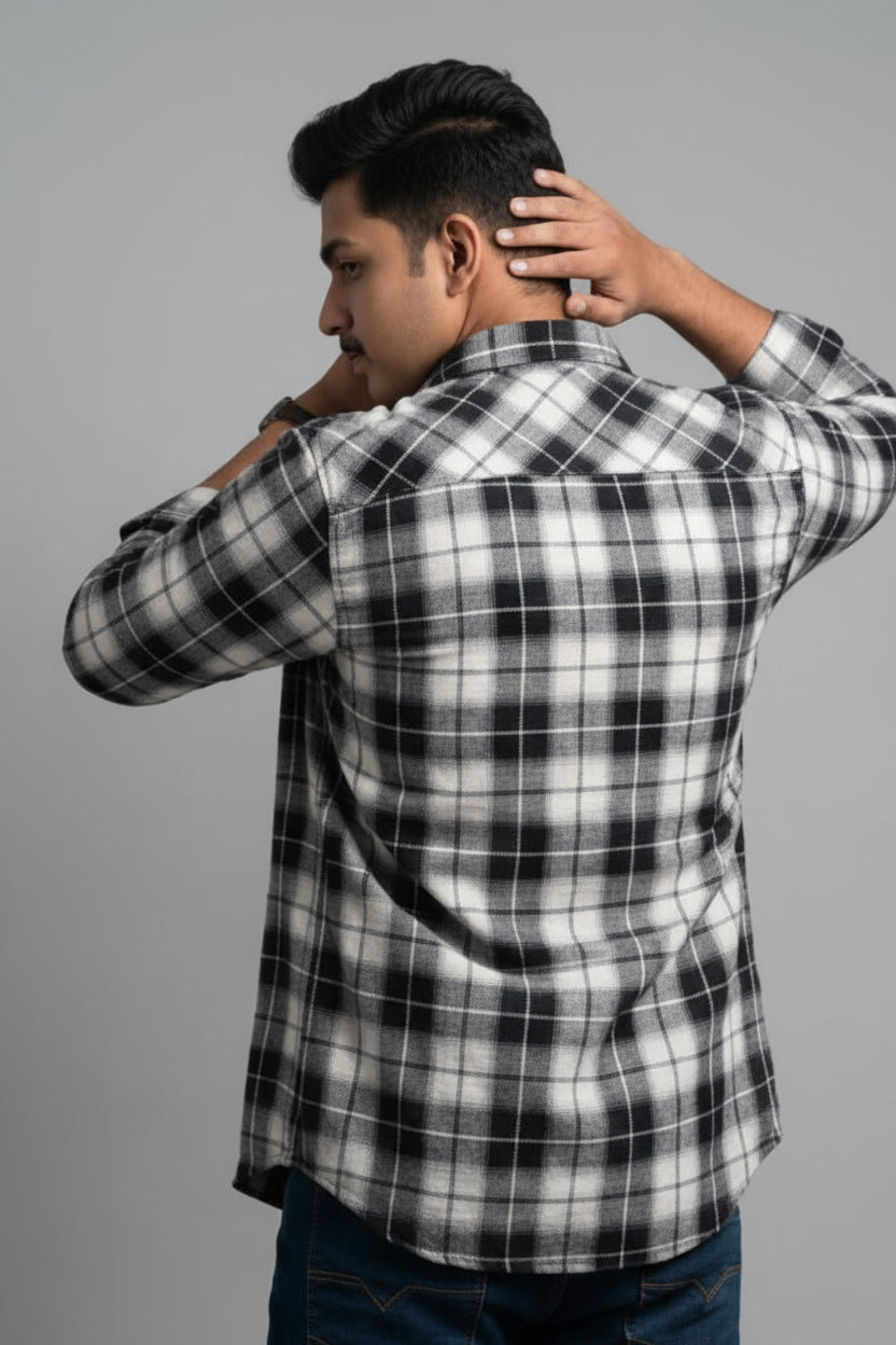 BLACK AND WHITE PREMIUM CHECKERED SHIRT modern full sleeve wear(unisex)