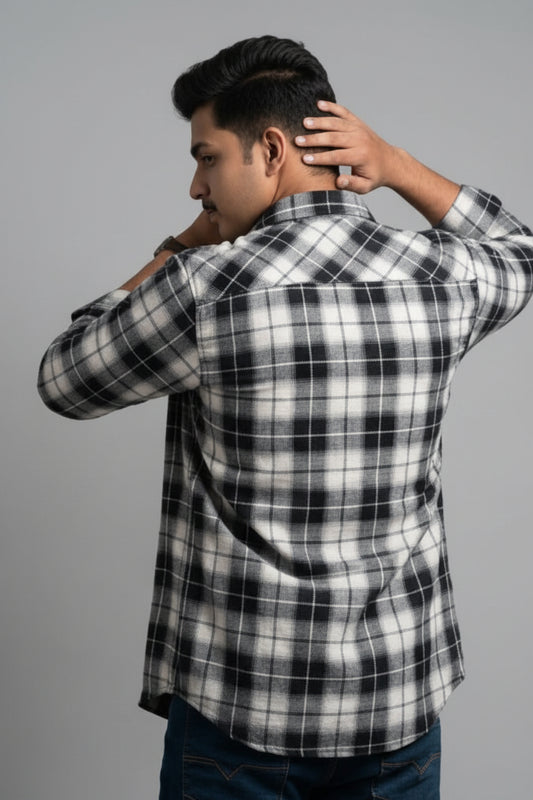 BLACK AND WHITE PREMIUM CHECKERED SHIRT modern full sleeve wear(unisex)