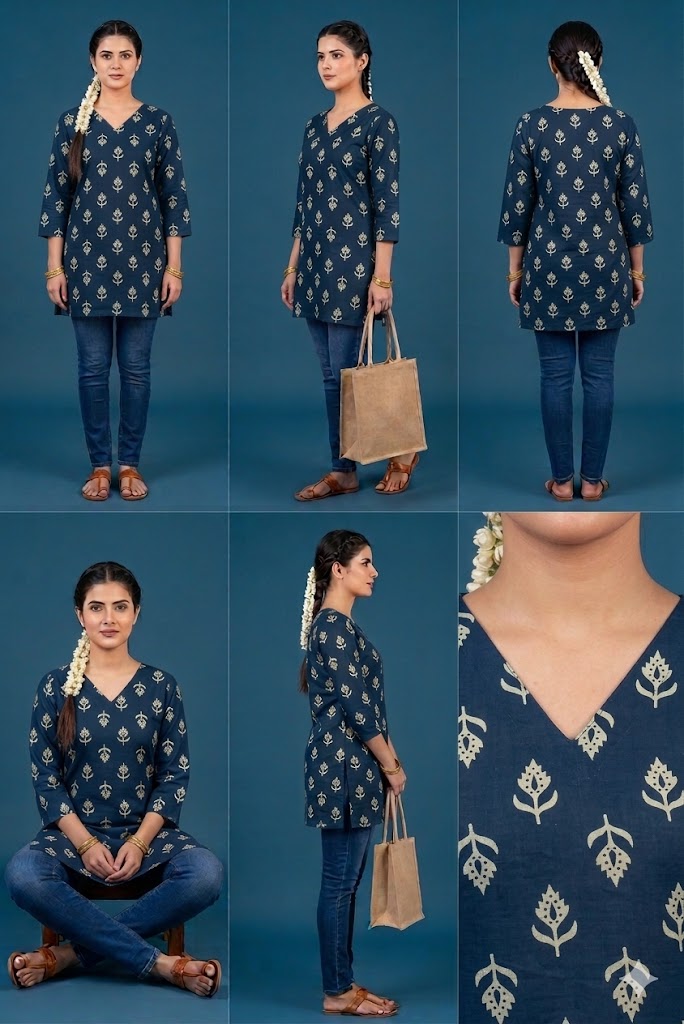 MEGANTA PINK LINEN-COTTON PRINTED SHORT KURTI TOP