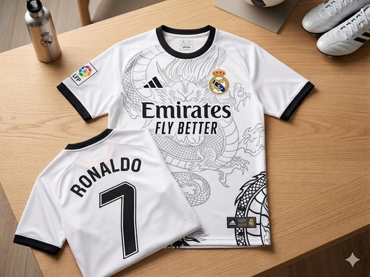 Premium white Ronaldo sports jersey | Unisex | Breathable polyester