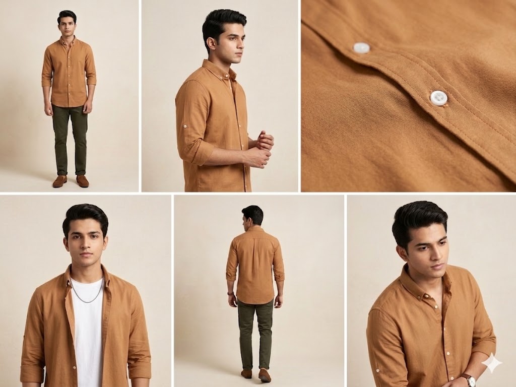 BLUE CRUSHED LINEN PREMIUM SHIRT FULL SLEEVES
