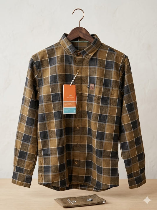 KHAKI PREMIUM CHECKERED SHIRT modern full sleeve wear(unisex)
