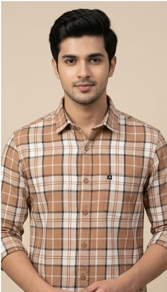 COPPER TAN PREMIUM CHECKERED SHIRT modern full sleeve wear(unisex)